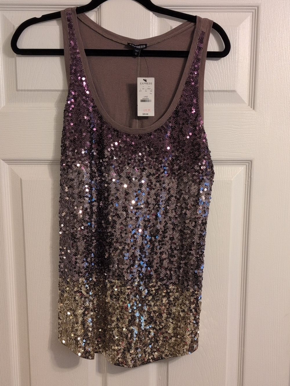 Express Lavender-to-Gold Sequin Ombre Tank Dress